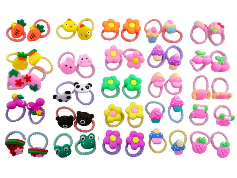 50 Piece Elastic Cartoon Hair Ties