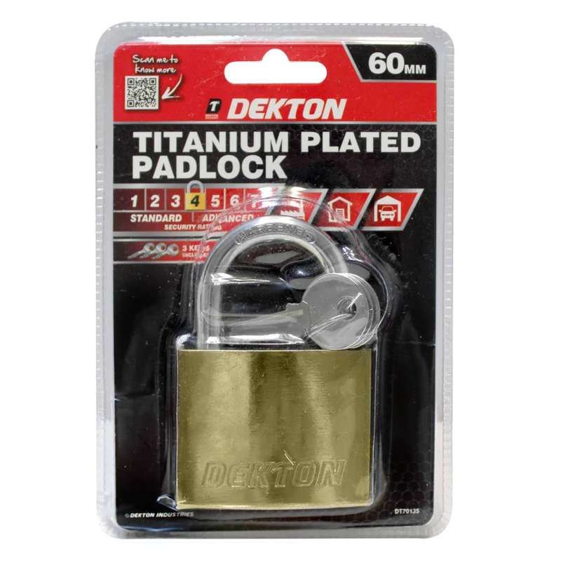DEKTON 60mm Titanium Plated Iron Padlock