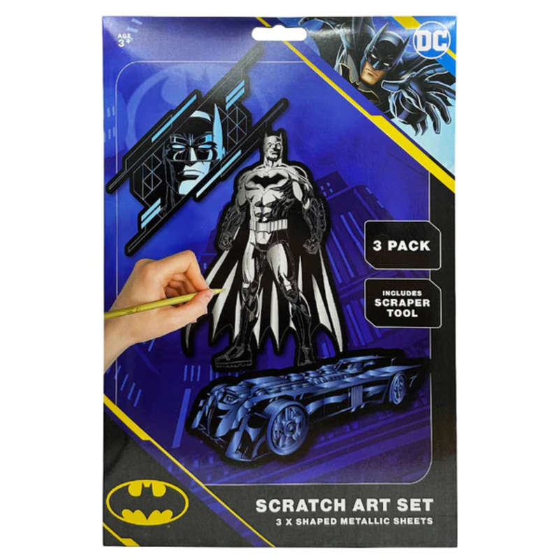 DC Comics Batman Shaped Metallic Scratch Art & Scraper Set 3 Piece