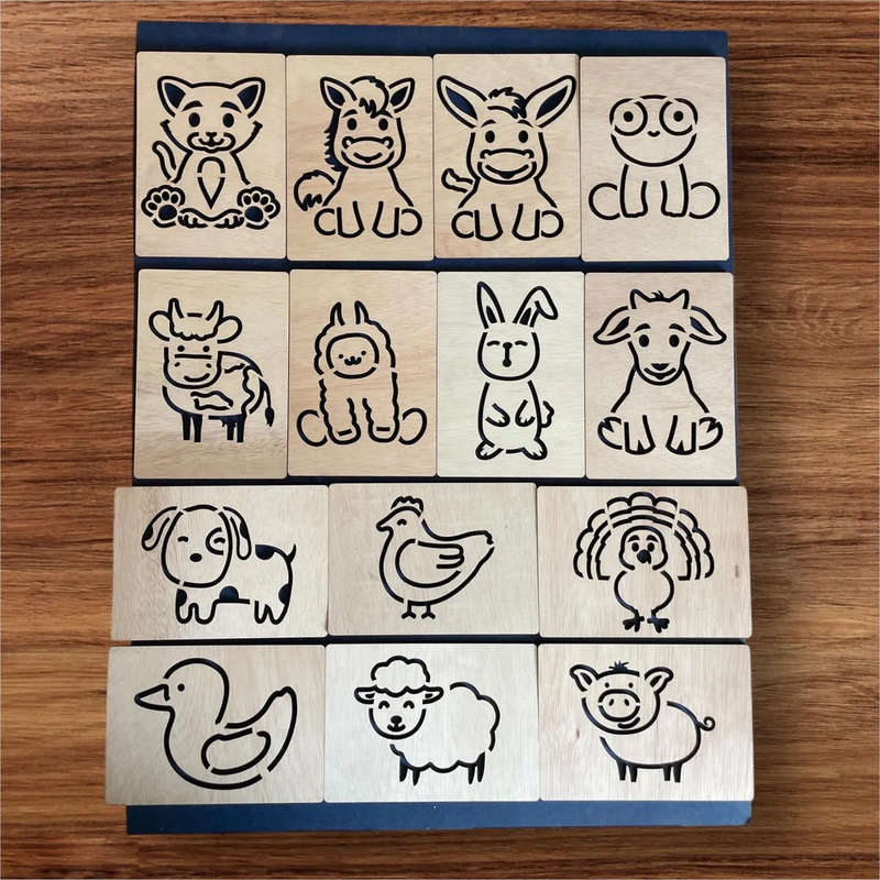 14 Piece Wooden Animal Stencils