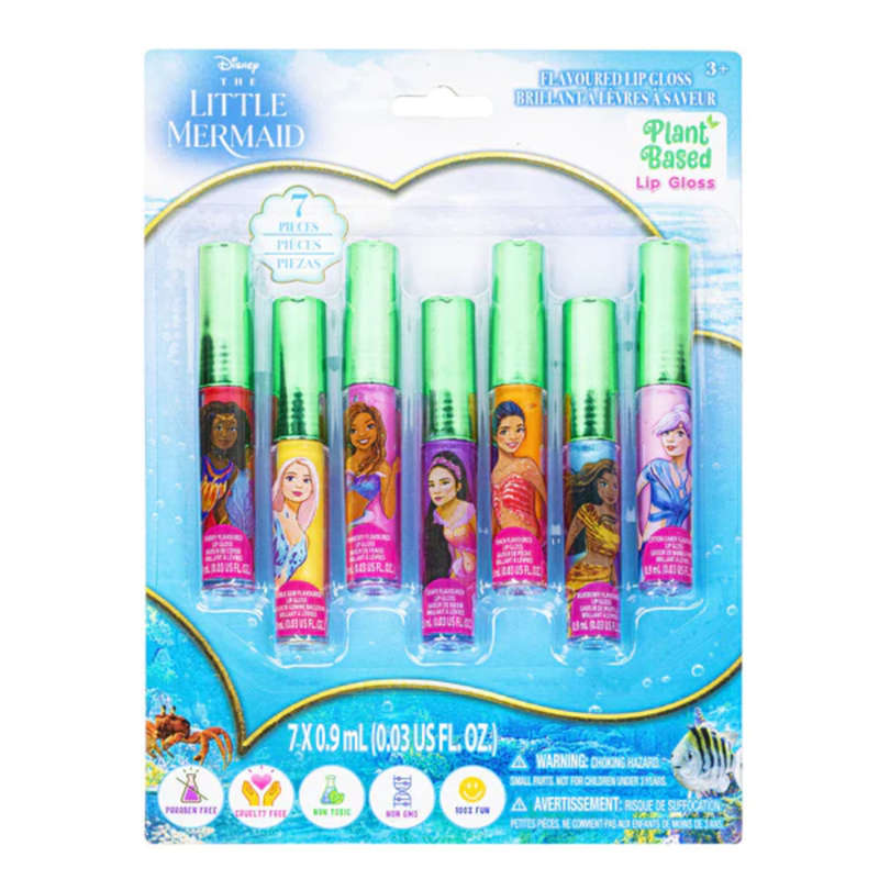 Disney Princess The Little Mermaid Lip Gloss Plant Based 7 Piece