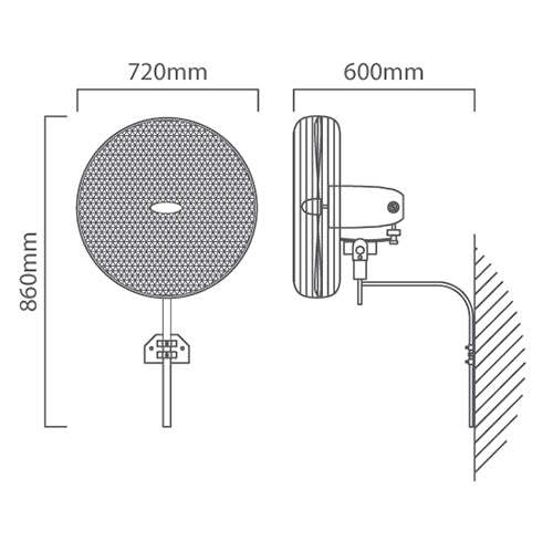 Eurolux Hurricane Wall Fan 2 Blades Silver