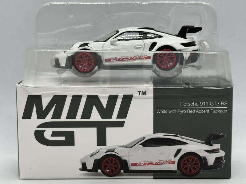 Mini GT Porsche 911 992 GT3 RS White with Pyro Red 1:64 Model
