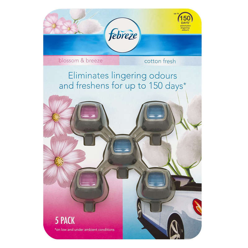 Febreze Car Clip on Air Freshener Cotton Blossom - Pack of 5