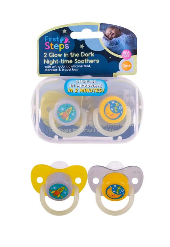 First Steps Glow in the Dark Night-Time Soothers 2 Pack