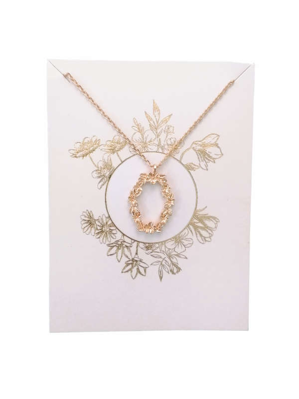 Golden Floral Initial  Pendant Necklace