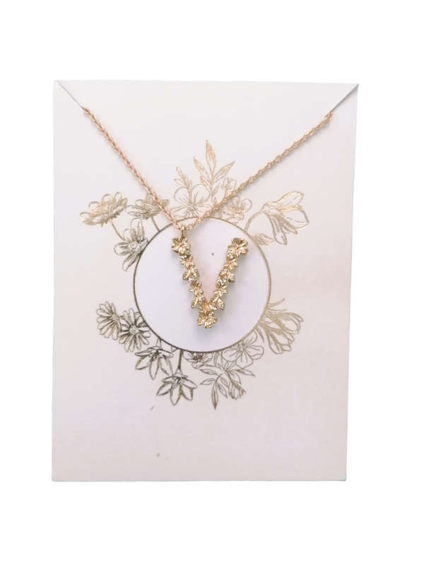 Golden Floral Initial  Pendant Necklace