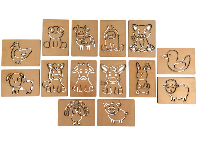 14 Piece Wooden Animal Stencils