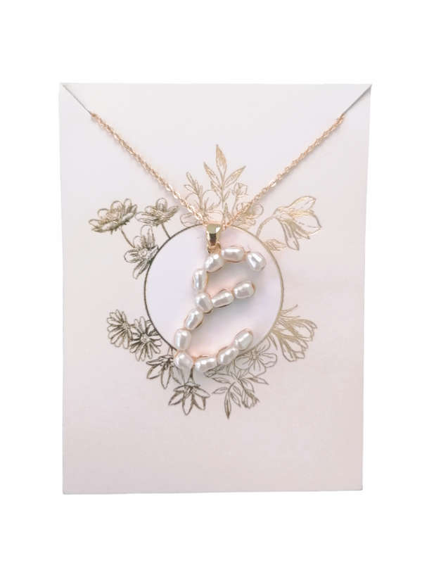 Golden Pearl Initial Pendant Necklace