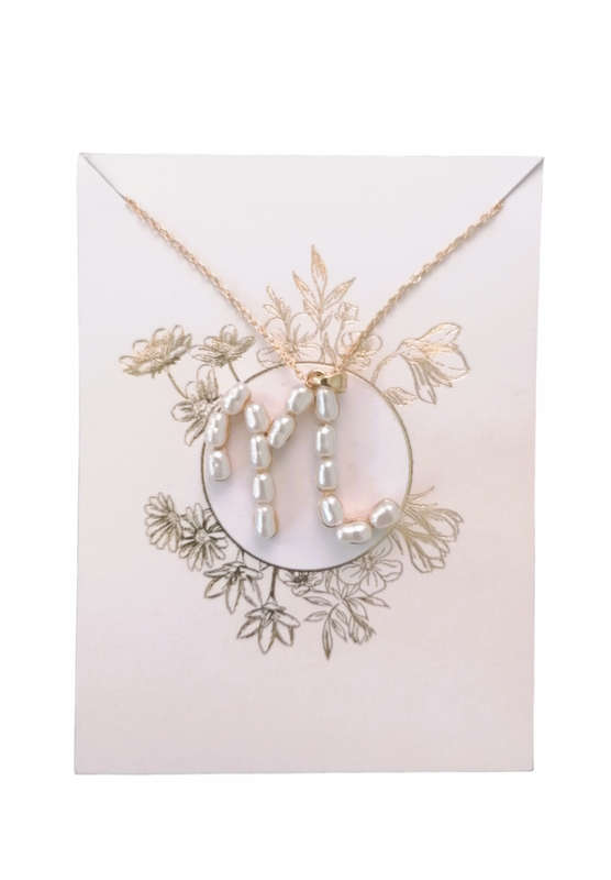 Golden Pearl Initial Pendant Necklace