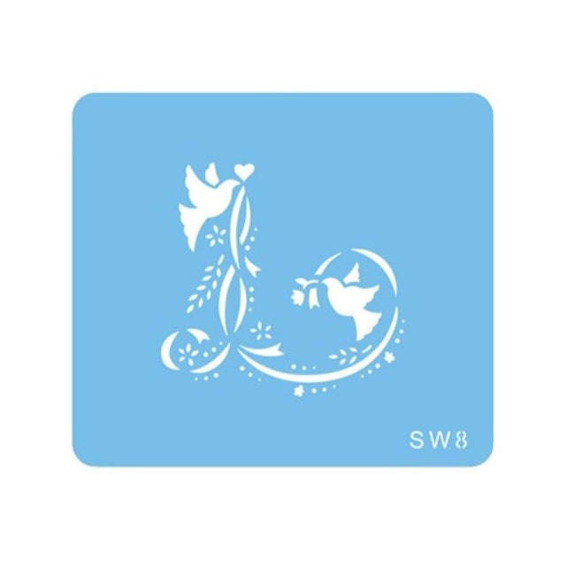 JEM Stencil - Doves & Ribbons (52 x 50mm / 2 x 2)