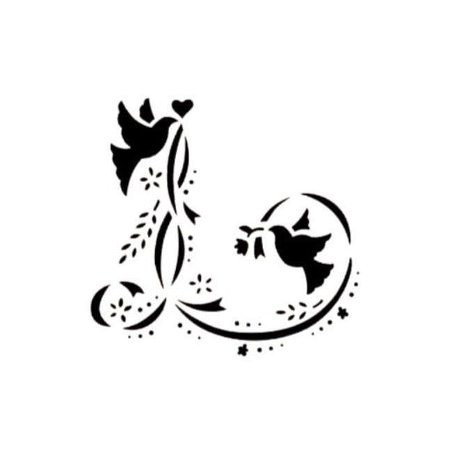 JEM Stencil - Doves & Ribbons (52 x 50mm / 2 x 2)