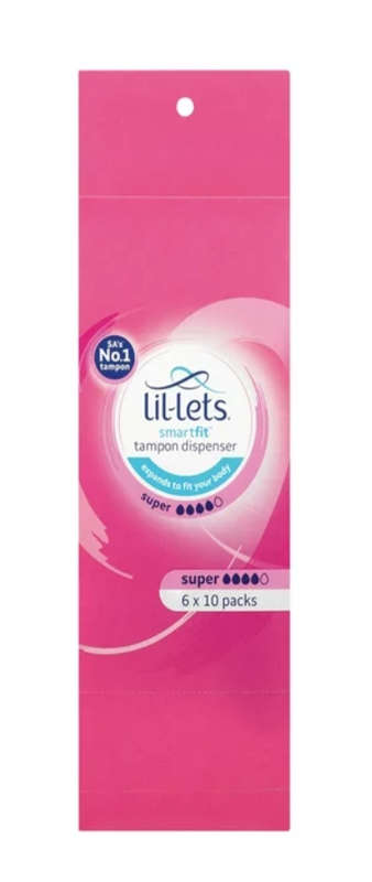 Lil-Lets Tampons Smart Fit Super Dispenser Pack (6 boxes x 10 tampons)