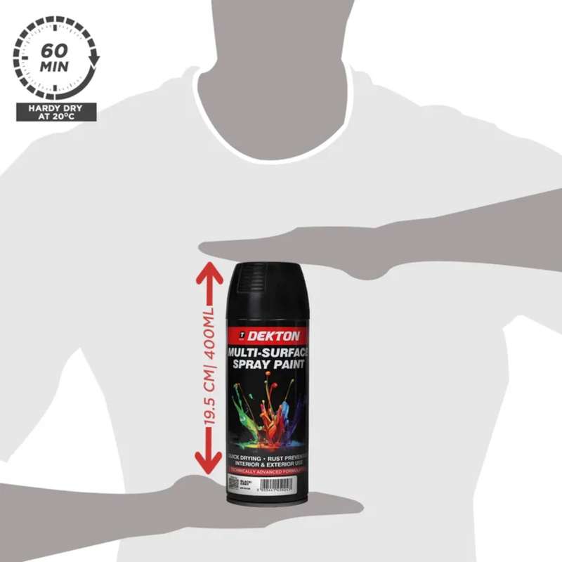 DEKTON 400ml Spray Paint Black Satin