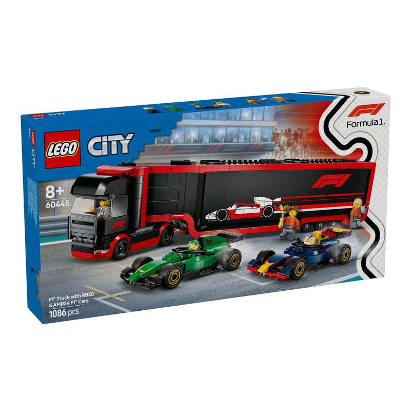 LEGO 60445 City F1 Truck with RB20 & AMR24 F1® Cars