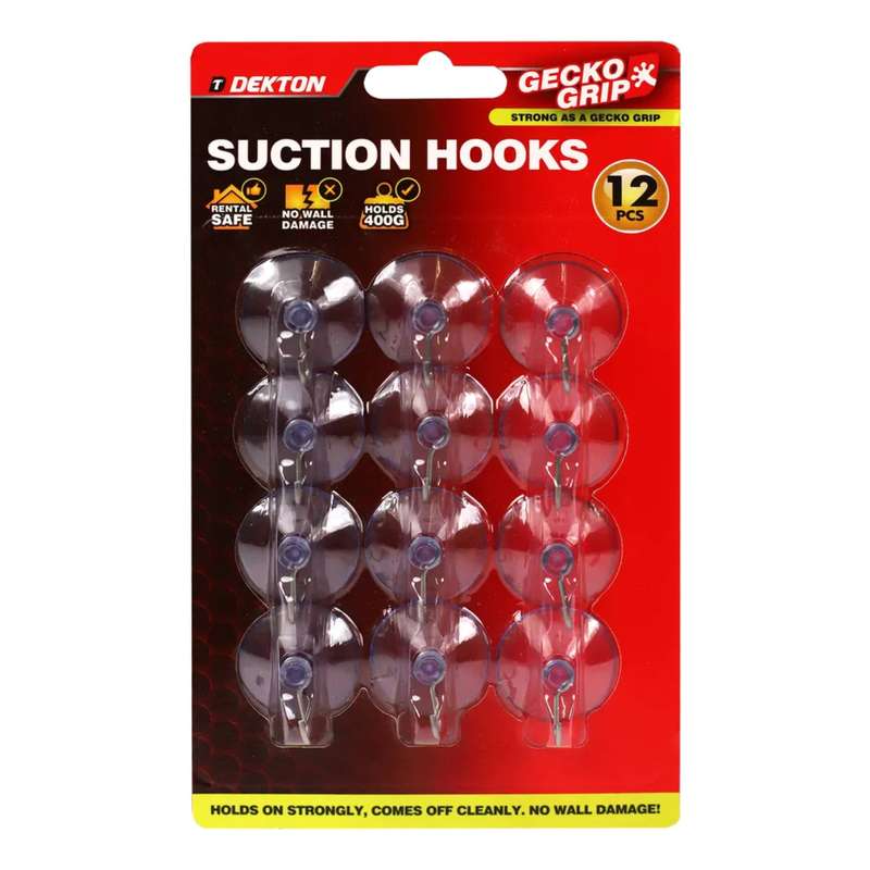 DEKTON Gecko Grip Suction Hooks Medium 12PC
