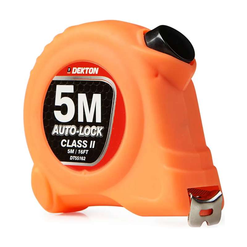 DEKTON HI VIS Orange Soft Grip Auto-Lock Tape Measure 5m x 19mm