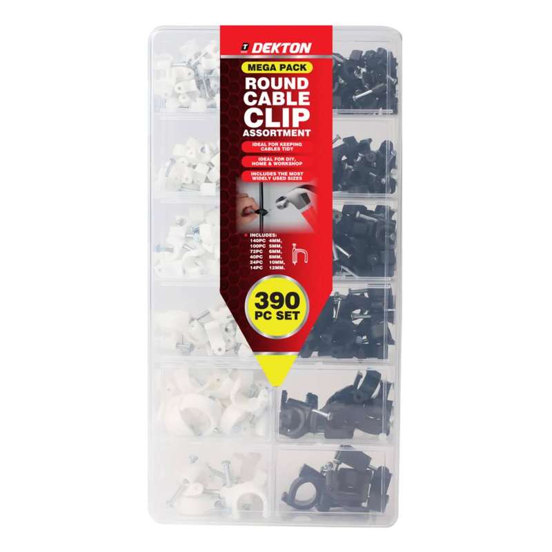 DEKTON 390PC Round Cable Clip Assortment