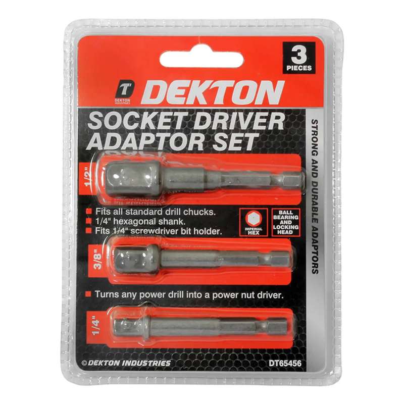DEKTON 3PC 1/4", 3/8" & 1/2" Socket Adaptor Set