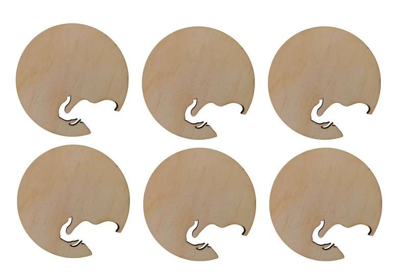 Wooden Elephant Cutout Cup Coasters