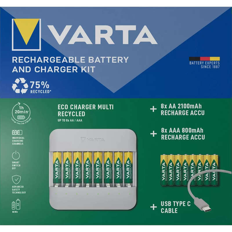 Varta Eco Rechargeable AA + AAA Batteries Kit