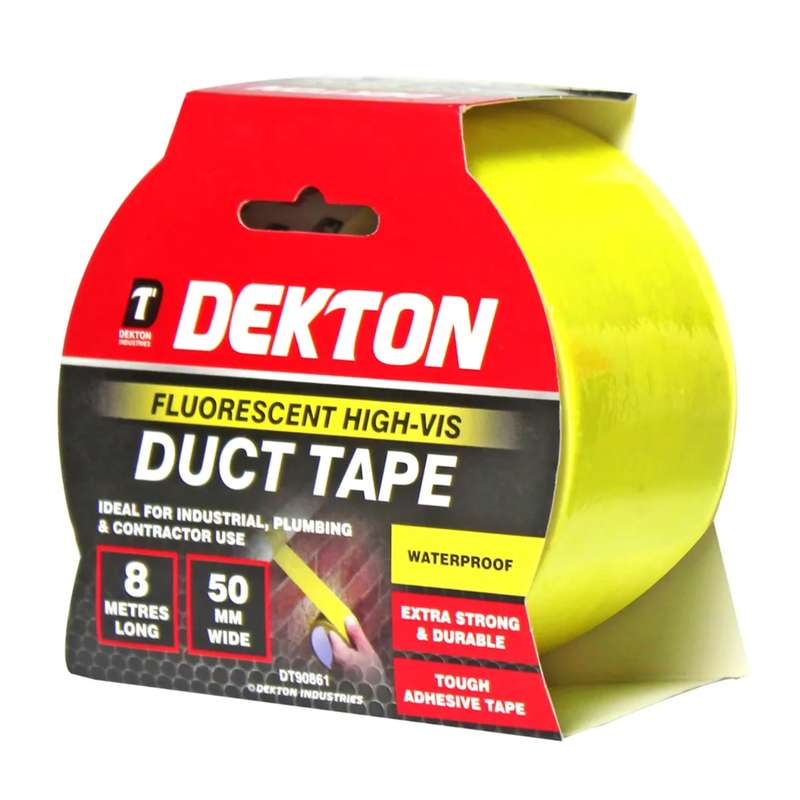 DEKTON Fluorescent Yellow 50mm x 8m High Vis Cloth Duct Tape