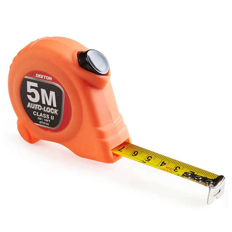 DEKTON HI VIS Orange Soft Grip Auto-Lock Tape Measure 5m x 19mm