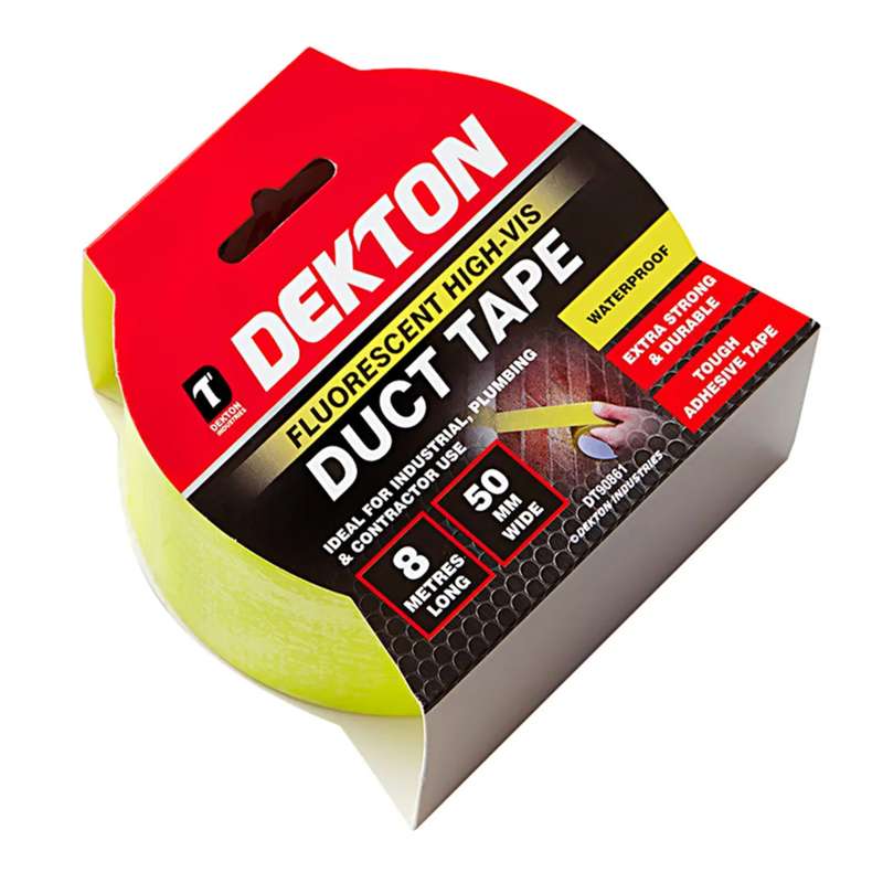 DEKTON Fluorescent Yellow 50mm x 8m High Vis Cloth Duct Tape