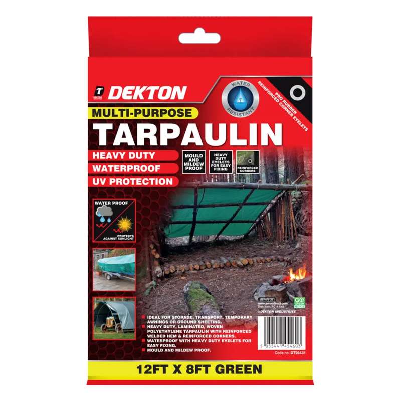DEKTON Tarpaulin 12ft x 8ft 200 GSM PRO - Green