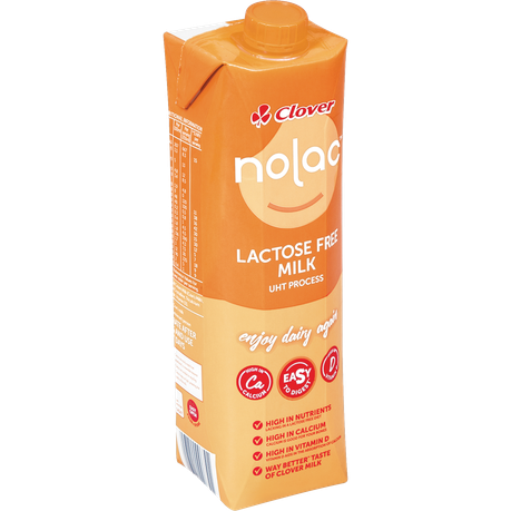 Clover NoLac Lactose Free Medium Fat UHT Milk - 6 x 1L