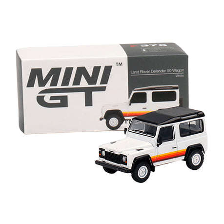 Mini GT Land Rover Defender 90 Wagon White 1:64 Model
