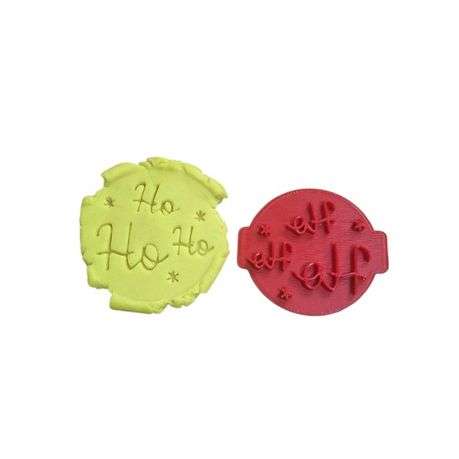 Hubbe Cookie Cutter - Ho Ho Ho with Stars Embosser