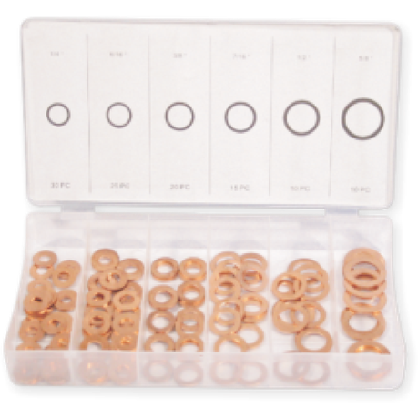 MTS Assorted Washer Flat Copper 110 Pieces