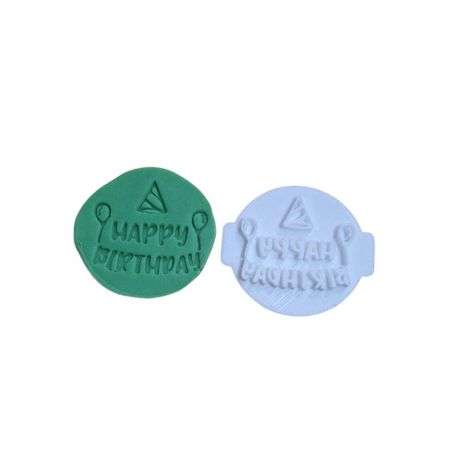 Hubbe Cookie Cutter - Happy Birthday with Party Hat Embosser