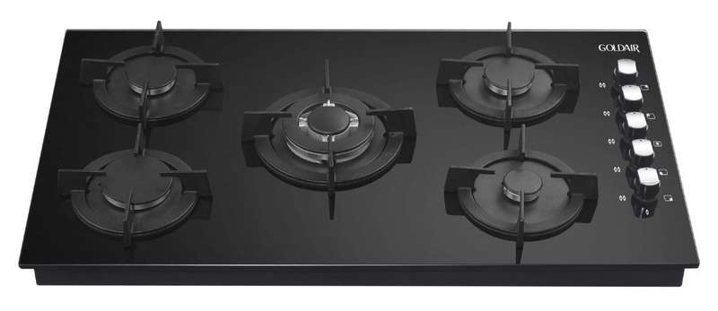 Goldair Black Glass 5 Plate Gas Hob Model number GBGH-5001