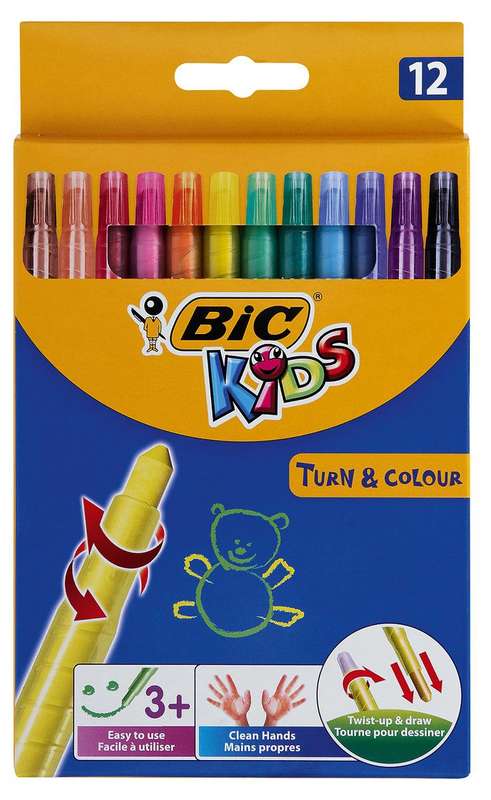 BIC Kids Turn & Colour Crayons 12's