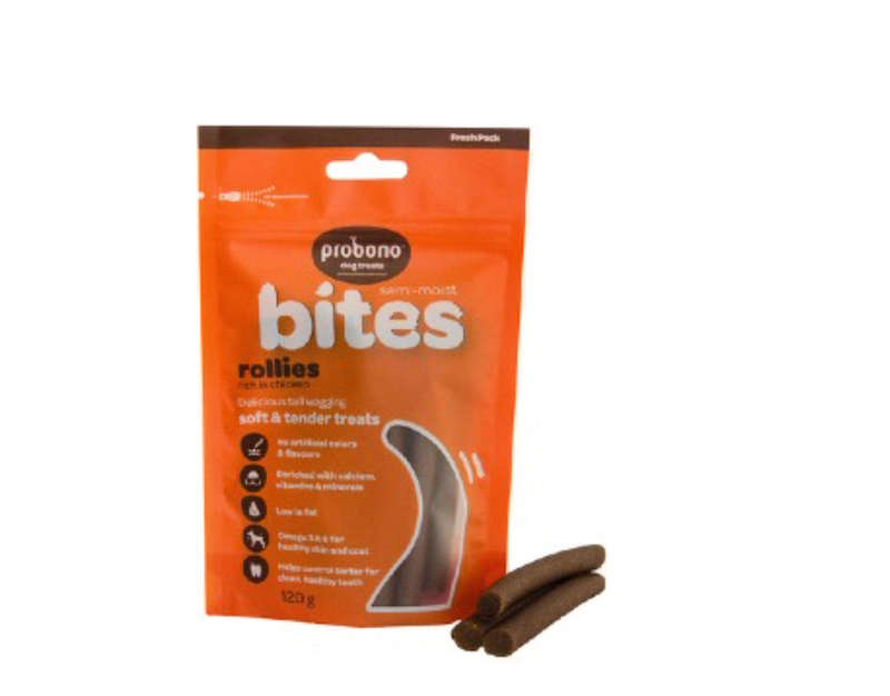 Probono Semi Moist Chicken Rollies - 120g Pouch