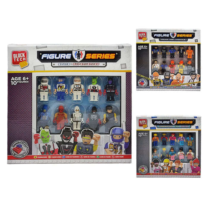 Block Tech Figure Series Mini Figure  Space Superheroes 10 Pack