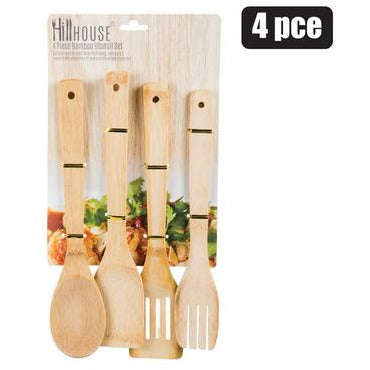 Wooden Bamboo Mixing Spoons 4 Piece