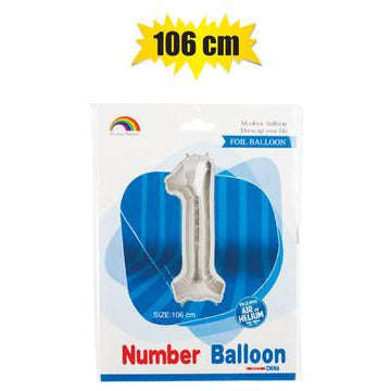 Silver Number Helium Balloon 106cm