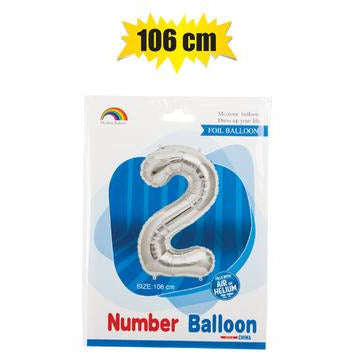 Silver Number Helium Balloon 106cm