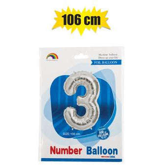 Silver Number Helium Balloon 106cm