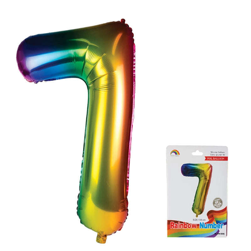 Rainbow Number Helium Balloon 106cm