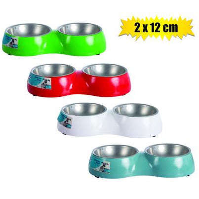 Pet dog/cat bowl pl+s/s 12cm double