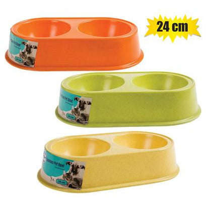 Pet dog/cat bowl bamboo double 24cm