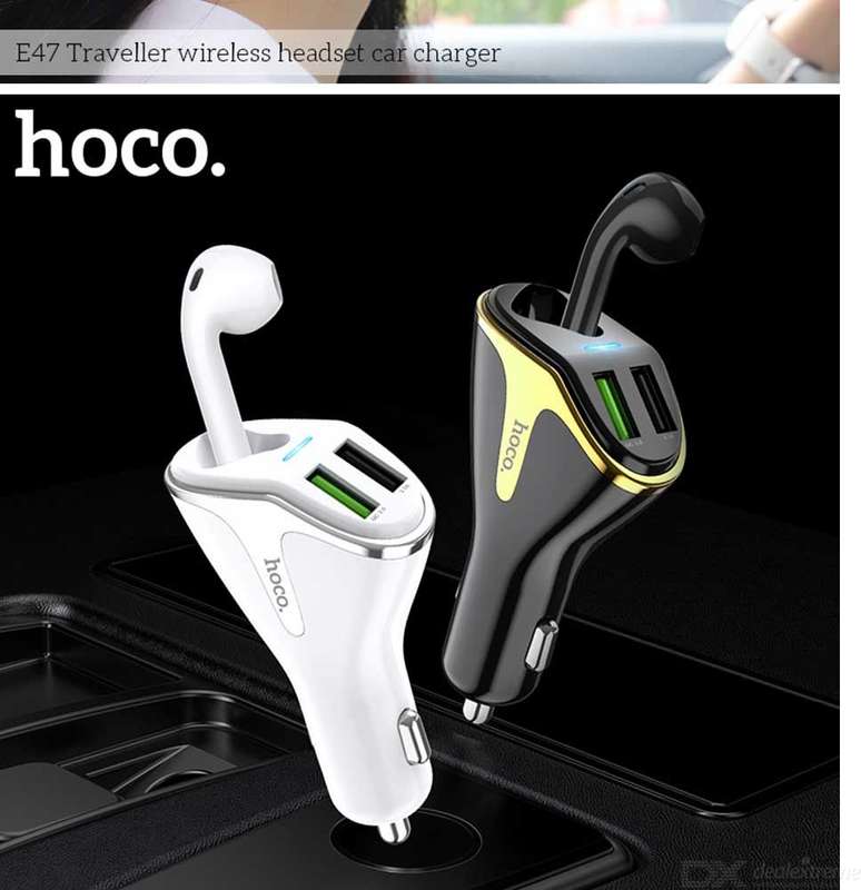 Hoco E47 Pro Car charger With Wireless Headset