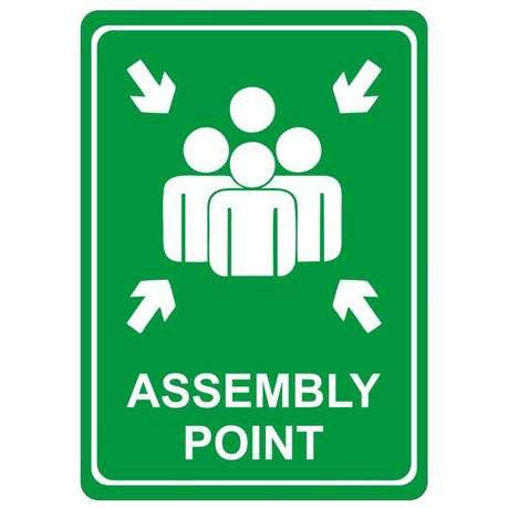 Parrot Products: Green Assembly Point Symbolic Sign on White ACP 15cm*15cm SN4116