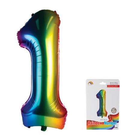 Rainbow Number Helium Balloon 106cm