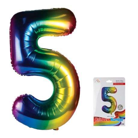 Rainbow Number Helium Balloon 106cm