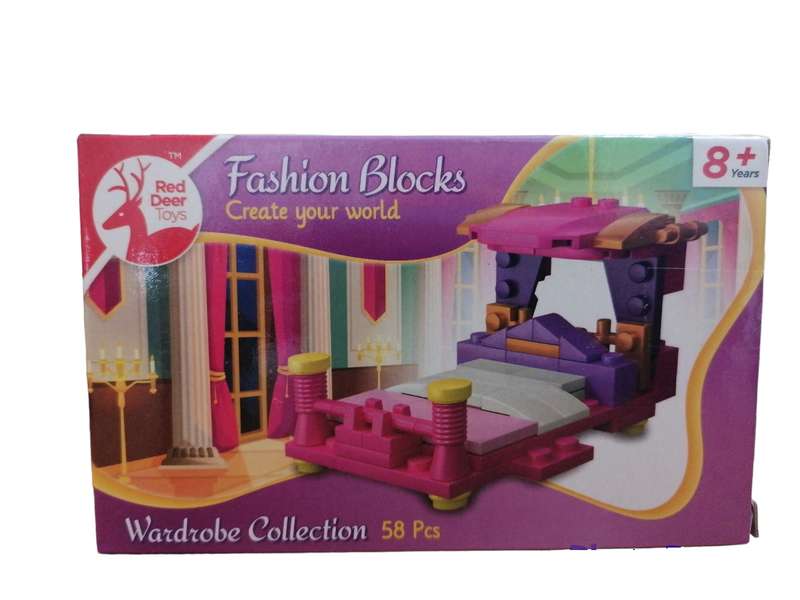 Red Deer Fashion Blocks Play Set - Bedroom